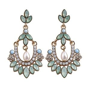 Flower Chandelier Earrings Faux Pearl Earrings